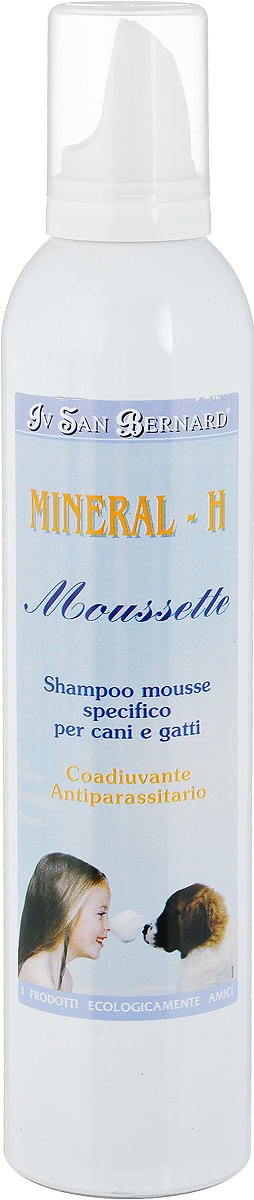 Шампунь-пенка для собак и кошек Iv San Bernard Mineral - H. Мюссете, антипаразитарный, сухой, 250 млС000866 Шампунь-пенка для собак и кошек Iv San Bernard Mineral - H. Мюссете, антипаразитарный, сухой, 250 млС000866Шампунь-пенка Iv San Bernard Mineral - H. Мюссете разработан на основе эфирных масел чайного дерева, добываемых из Melaleuca Alternifolia, обладает местными антибактериальным и антигрибковым действиями. Является профилактическим средством от паразитов. Товар сертифицирован.