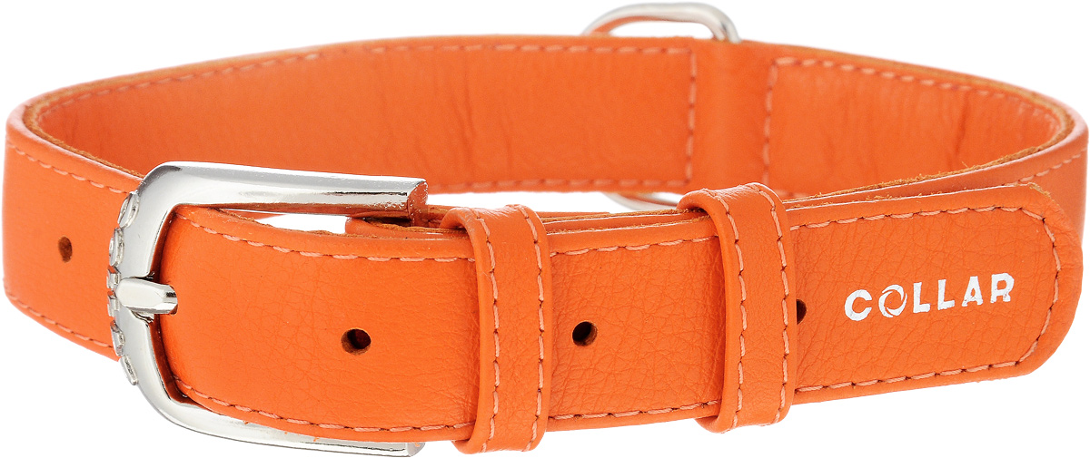 Ошейник для собак CoLLaR Glamour, цвет: оранжевый, ширина 2,5 см, обхват шеи 38-49 см33044 Ошейник для собак CoLLaR Glamour, цвет: оранжевый, ширина 2,5 см, обхват шеи 38-49 см33044Ошейник CoLLaR Glamour изготовлен из натуральной кожи, устойчивой к влажности и перепадам температур. Клеевой слой, сверхпрочные нити, крепкие металлические элементы делают ошейник надежным и долговечным. Размер ошейника регулируется при помощи металлической пряжки. Имеется металлическое кольцо для крепления поводка. Ваша собака тоже хочет выглядеть стильно! Такой модный ошейник станет для питомца отличным украшением и выделит его среди остальных животных. Изделие отличается высоким качеством, удобством и универсальностью. Обхват шеи: 38-49 см. Ширина: 2,5 см.