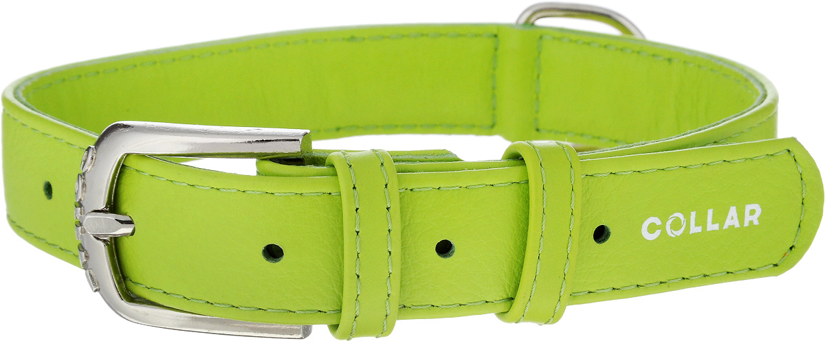 Ошейник для собак CoLLaR Glamour, цвет: салатовый, ширина 2,5 см, обхват шеи 38-49 см33045 Ошейник для собак CoLLaR Glamour, цвет: салатовый, ширина 2,5 см, обхват шеи 38-49 см33045Ошейник CoLLaR Glamour изготовлен из натуральной кожи, устойчивой к влажности и перепадам температур. Клеевой слой, сверхпрочные нити, крепкие металлические элементы делают ошейник надежным и долговечным. Размер ошейника регулируется при помощи металлической пряжки. Имеется металлическое кольцо для крепления поводка. Ваша собака тоже хочет выглядеть стильно! Такой модный ошейник станет для питомца отличным украшением и выделит его среди остальных животных. Изделие отличается высоким качеством, удобством и универсальностью. Обхват шеи: 38-49 см. Ширина: 2,5 см.