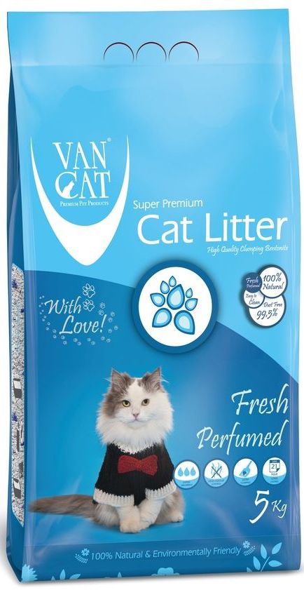 Наполнитель для кошачьих туалетов Van Cat, комкующийся, без пыли, с ароматом весенней свежести, 5 кг20660 Наполнитель для кошачьих туалетов Van Cat, комкующийся, без пыли, с ароматом весенней свежести, 5 кг20660100% натуральный Белый цвет – символ чистоты и свежести. Так же белый цвет – это символ здоровья. Как нам контролировать здоровье мочевыделительной системы у кошки наиболее простым способом? Только белый наполнитель для кошачьего туалета дает нам такую возможность. Отлично комкуется Гранулы 0,6-2,25 мм Эффективно устраняет неприятные запахи Не пылит, лапы остаются чистыми Способность к абсорбации 300% Безопасен для животных и окружающей среды Экономичен в использовании Сохраняет лоток сухим, прост в уборке Удобная картонная упаковка