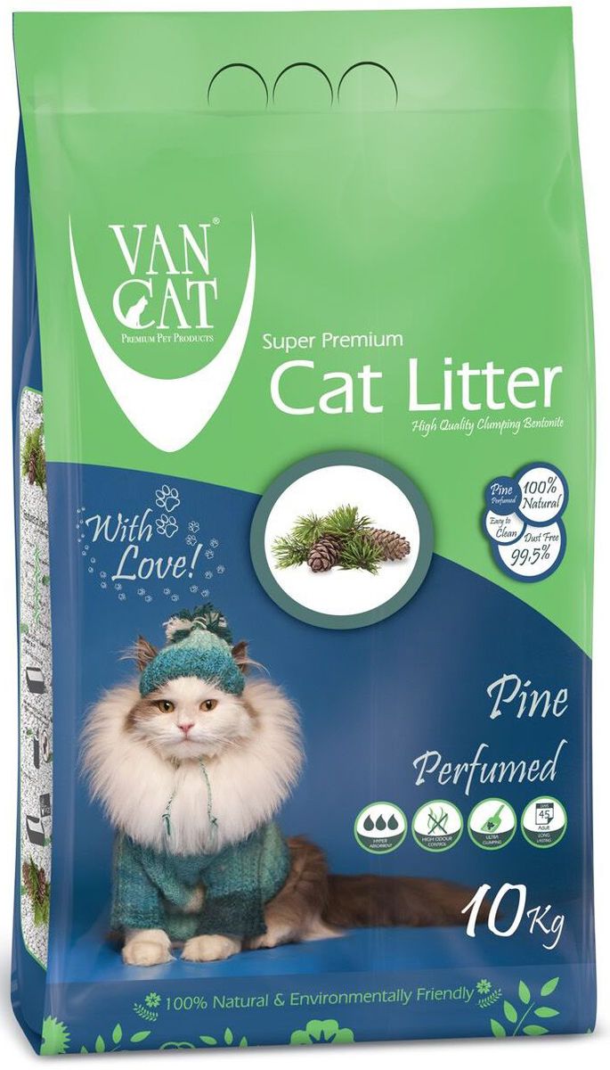 Наполнитель для кошачьих туалетов Van Cat, комкующийся, без пыли, с ароматом соснового леса, 10 кг20661 Наполнитель для кошачьих туалетов Van Cat, комкующийся, без пыли, с ароматом соснового леса, 10 кг20661100% натуральный Белый цвет – символ чистоты и свежести. Так же белый цвет – это символ здоровья. Как нам контролировать здоровье мочевыделительной системы у кошки наиболее простым способом? Только белый наполнитель для кошачьего туалета дает нам такую возможность. Отлично комкуется Гранулы 0,6-2,25 мм Эффективно устраняет неприятные запахи Не пылит, лапы остаются чистыми Способность к абсорбации 300% Безопасен для животных и окружающей среды Экономичен в использовании Сохраняет лоток сухим, прост в уборке Удобная картонная упаковка