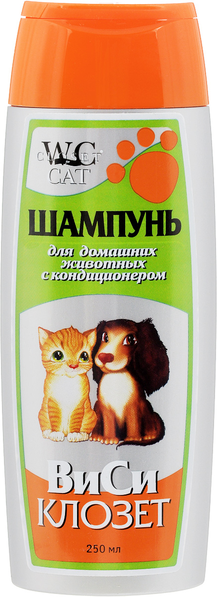 Шампунь для кошек и собак ВиСи Клозет, с кондиционером, 250 мл2497 Шампунь для кошек и собак ВиСи Клозет, с кондиционером, 250 мл2497Мягкий шампунь-кондиционер для кошек и собак ВиСи Клозет бережно ухаживает за шерстью животных, не раздражает чувствительную кожу, возвращает шерсти природный блеск, мягкость и шелковистость. Даже длинная шерсть после мыться легко расчесывается. Входящий в состав шампуня экстракт крапивы укрепляет шерсть по всей длине. Шампунь предназначен для животных с 2 месяцев жизни. Товар сертифицирован.