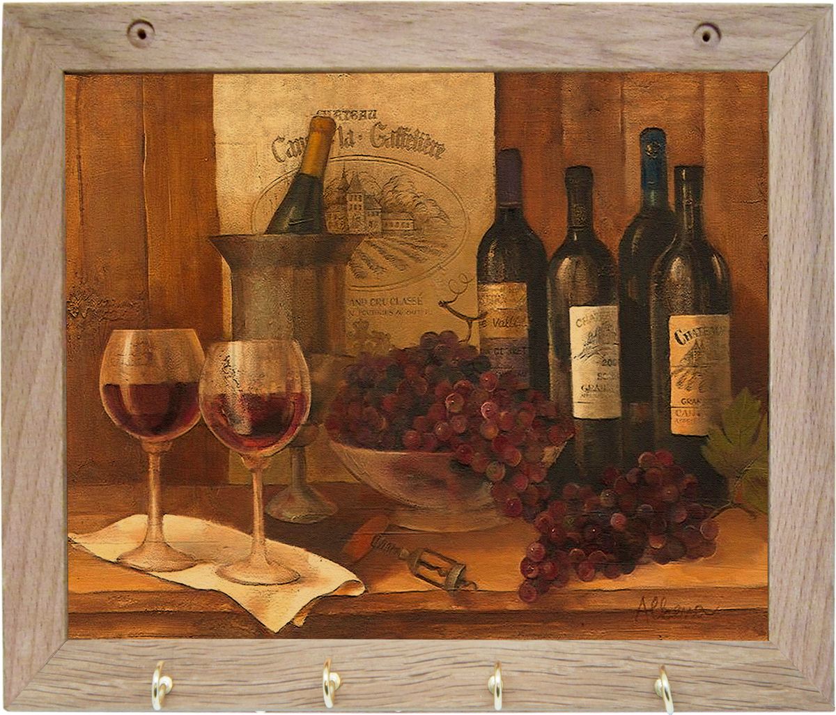 Вешалка GiftnHome Винтажные вина, с 4 крючками, 20 х 25 смTH-VinWines Вешалка GiftnHome Винтажные вина, с 4 крючками, 20 х 25 смTH-VinWinesВешалка GiftnHome Винтажные вина в стиле Art-Casual изготовлена из натурального дерева в комбинации с модными цветными принтами на корпусе от Креативной студии AntonioK. Вешалка снабжена 4 металлическими крючками для подвешивания аксессуаров, полотенец, прихваток и другого текстиля. Это изделие больше, чем просто вешалка, оно несет интерьерное решение, задает настроение и стиль на вашей кухне, столовой или дачной веранде. Art-Casual значит буквально повседневное искусство. Это новый стиль предложения обычных домашних аксессуаров в качестве элементов, задающих стиль и шарм окружающего пространства. Уникальное сочетание привычной функциональности и декоративной, интерьерной функции - это актуальная, современная тенденция от прогрессивных производителей товаров для дома.