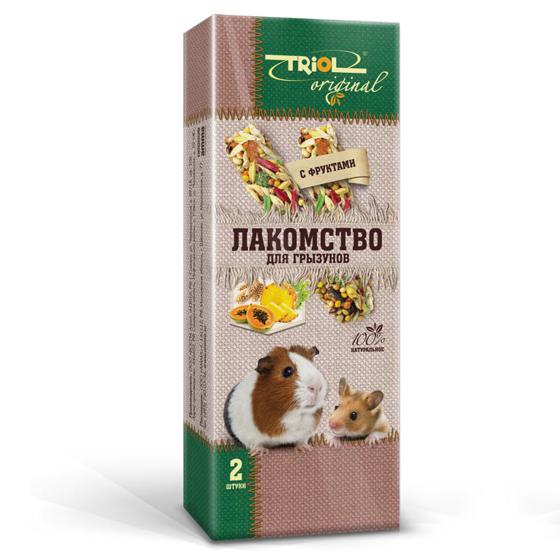 Лакомство для грызунов Triol Original, с фруктами, 2 штTF-20100 Лакомство для грызунов Triol Original, с фруктами, 2 штTF-20100Корма и лакомства Triol Original содержат только натуральные ингредиенты и изготовлены из отборного зерна. Оригинальная рецептура учитывает пещевые потребности вашего пернатого питомца. Сбалансированный и разнообразный состав не только удовлетворяет вкусовым предпочтениям, но и укрепляет здоровье.