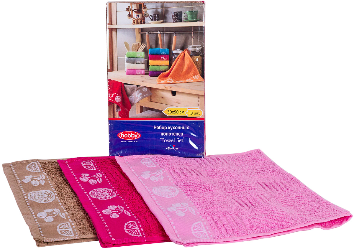 Набор кухонных полотенец Hobby Home Collection Meyve Bahcesi, цвет: фуксия, розовый, коричневый, 30 х 50 см, 3 шт1501000518 Набор кухонных полотенец Hobby Home Collection Meyve Bahcesi, цвет: фуксия, розовый, коричневый, 30 х 50 см, 3 шт1501000518Набор Hobby Home Collection Meyve Bahcesi состоит из 3 кухонных полотенец, выполненных из натурального экологически чистого хлопка. Качество материала гарантирует безопасность не только взрослых, но и самых маленьких членов семьи. Набор полотенец Hobby Home Collection Meyve Bahcesi идеально дополнит интерьер вашей кухни и создаст атмосферу уюта и комфорта.