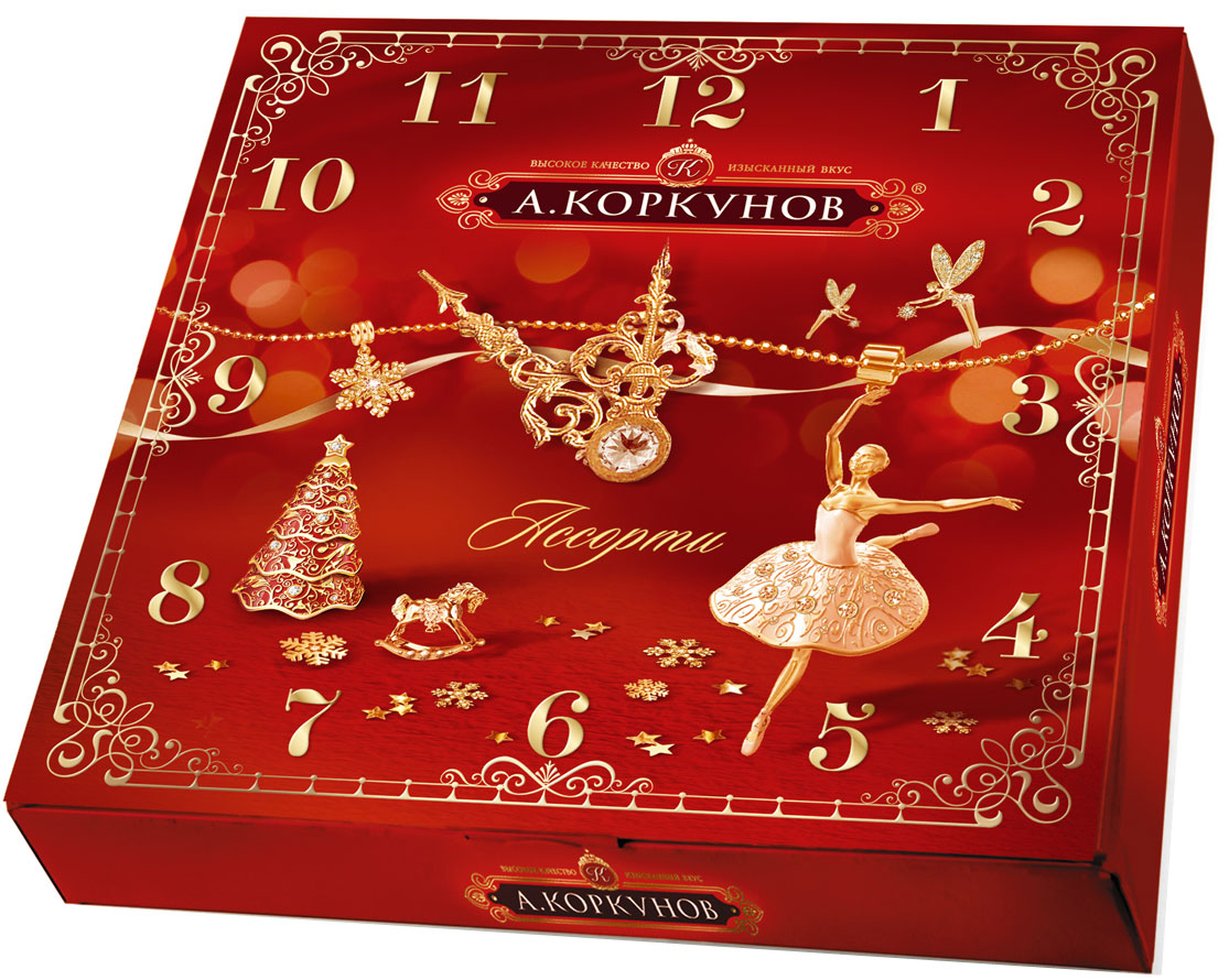 Коркунов конфеты Ассорти, 99 г10156431 Коркунов конфеты Ассорти, 99 г10156431При производстве конфет КОРКУНОВ используются сертифицированные сорта какао-бобов, произрастающие в Западной Африке. Ореховая начинка конфет – это настоящее, классическое пралине - сочетание сахара и орехов. Также для производства конфет КОРКУНОВ закупаются только отборные орехи, а каждый из поставщиков проходит строгую проверку качества. Элегантная упаковка подчеркивает вкус изысканных шоколадных конфет. Все это делает конфеты КОРКУНОВ одним из самых желанных подарков на любой праздник.