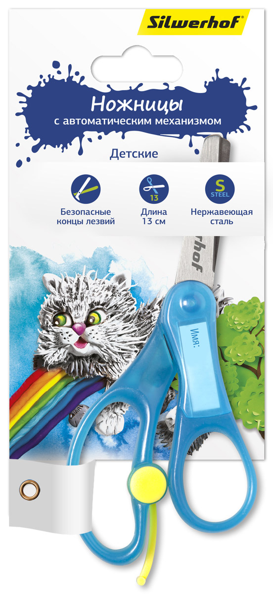 Silwerhof Ножницы детские Пластилиновая коллекция цвет голубой 13 см 453072453072 Silwerhof Ножницы детские Пластилиновая коллекция цвет голубой 13 см 453072453072Ножницы детские Silwerhof. Пластилиновая коллекция с закруглёнными концами лезвий предназначены для резки бумаги, картона и фотографий. Прочность и качественная заточка обеспечивают эффективную работу лезвий по всей длине. Лезвия выполнены из высокоуглеродистой легированной стали. Ножницы оснащены автоматическим механизмом, который поможет снять напряжение с кисти ребенка во время работ и имеют удобные ручки. Не рекомендуется детям до 3-х лет.