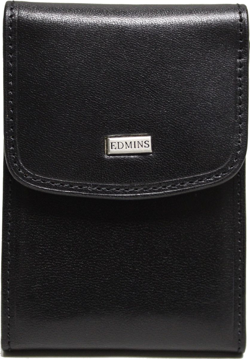 Визитница Edmins, цвет: черный. 1703-S-ML-ED1703-S-ML-ED black Визитница Edmins, цвет: черный. 1703-S-ML-ED1703-S-ML-ED blackВизитница вертикальная Edmins выполнена из натуральной кожи с естественной фактурой и декорирована металлическим элементом с символикой бренда. Изделие закрывается клапаном на кнопку. Внутри расположен вкладыш, состоящий из десяти файлов, который вмещает в себя двадцать визитных карточек и десять кредитных. Изделие поставляется в фирменной коробке. Стильная визитница станет отличным подарком для человека ценящего качественные и практичные вещи.