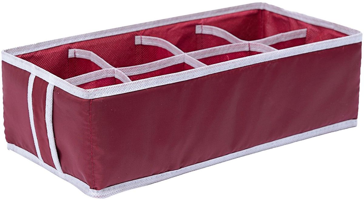 Органайзер Homsu Red Rose, на 8 секций, 33х16х11 см, цвет: бордовыйHOM-756 Органайзер Homsu Red Rose, на 8 секций, 33х16х11 см, цвет: бордовыйHOM-756Прямоугольный органайзер имеет 8 ячеек, очень удобен для хранения вещей среднего размера в вашем ящике или на полке. Идеально для бюстгальтеров, нижнего белья и других вещей ежедневного пользования. Имеет жесткие борта, что является гарантией сохранности вещей. . Размер изделия: 33х16х11см.