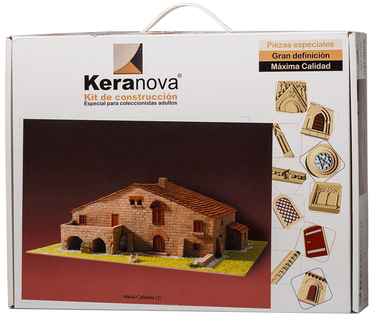 Keranova Конструктор Каталонский деревенский дом 3020530205 Keranova Конструктор Каталонский деревенский дом 3020530205Фермерские дома подобной конструкции очень распространены по всей северо-восточной Испании, в частности в древнем королевстве Арагон, истоки которого идут от древнеримских строений. Эти дома всегда стоят изолированно, что связано с животноводческой деятельностью ферм. В состав набора входят: - каркас модели из бумаги, - основа для миниатюры из фанеры, - набор кирпичиков и черепицы из глины разного размера и разной фактуры (8 температурных режимов обжига кирпичиков), - имитация грунта (песок), имитация растительности (исландский мох – материал устойчивый к естественному разрушению), - имитация украшений фасадов и окон (изготовлены из натуральной смолы вручную), - имитация деревянных переводов (деревянные брусочки), клей, схема сборки и инструкция. количество деталей: 2902
