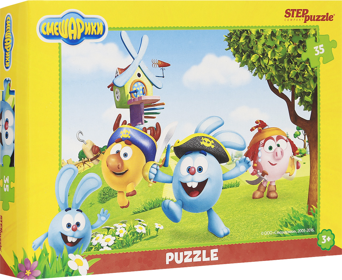 Step Puzzle Пазл для малышей Смешарики 9114691146 Step Puzzle Пазл для малышей Смешарики 9114691146Пазл для малышей Step Puzzle Смешарики создан по мотивам мультфильма Смешарики. История рассказывает о шарообразных существах, живущих в стране Смешариков, и попадающих в различные приключения. Собрав этот пазл, состоящий из 35 элементов, вы получите картинку с изображением персонажей-смешариков. Пазл - великолепная игра для семейного досуга. Сегодня собирание пазлов стало особенно популярным, главным образом, благодаря своей многообразной тематике, способной удовлетворить самый взыскательный вкус. Для детей это не только интересно, но и полезно. Собирание пазла развивает мелкую моторику ребенка, тренирует наблюдательность, логическое мышление, знакомит с окружающим миром, с цветом и разнообразными формами.