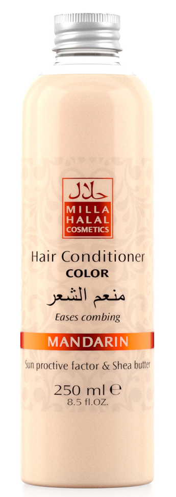 Milla Halal Cosmetics Кондиционер для окрашенных волос с маслом ши (карите) и защитным УФ-фактором MILLA MANDARIN, 250МЛ10769 Milla Halal Cosmetics Кондиционер для окрашенных волос с маслом ши (карите) и защитным УФ-фактором MILLA MANDARIN, 250МЛ10769100% натуральный продукт. Кондиционер для окрашенных волос с маслом Ши (Карите) и эфирным маслом Мандарина превосходно питает и защищает тон окрашенных волос. Солнцезащитный компонент, присутствующий в масле ши, защищает волосы от негативного воздействия окружающей среды. Кондиционер не утяжеляет волосы и значительно облегчает их расчесывание.