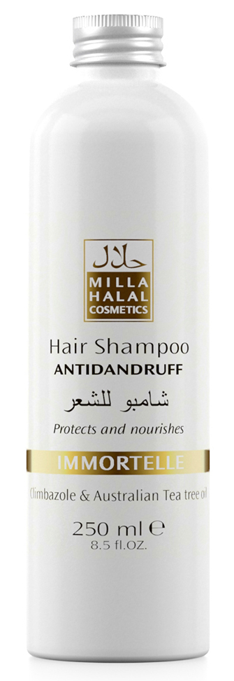 Milla Halal Cosmetics Шампунь против перхоти с маслом чайного дерева, бессмертника и климбазолом MILLA IMMORTELLE, 250 мл10974 Milla Halal Cosmetics Шампунь против перхоти с маслом чайного дерева, бессмертника и климбазолом MILLA IMMORTELLE, 250 мл10974100% натуральный продукт. Шампунь для волос, имеющих перхоть, благодаря входящему в его состав маслу из листьев австралийского Чайного дерева, эфирному маслу цветов Бессмертника итальянского и Климбазолу, оказывает противогрибковое и бактерицидное действие на кожу головы. При регулярном использовании шампуня исчезает перхоть и другие косметические недостатки кожи головы.