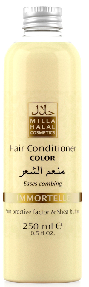 Milla Halal Cosmetics Кондиционер для окрашенных волос с маслом Ши (карите) и защитным УФ-фактором MILLA «IMMORTELLE», 250МЛ10979 Milla Halal Cosmetics Кондиционер для окрашенных волос с маслом Ши (карите) и защитным УФ-фактором MILLA «IMMORTELLE», 250МЛ10979100% натуральный продукт. Кондиционер для окрашенных волос с маслом Ши (Карите) и эфирным маслом Бессмертника итальянского превосходно питает и защищает тон окрашенных волос. Солнцезащитный компонент, присутствующий в масле ши, защищает волосы от негативного воздействия окружающей среды. Кондиционер не утяжеляет волосы и значительно облегчает их расчесывание.