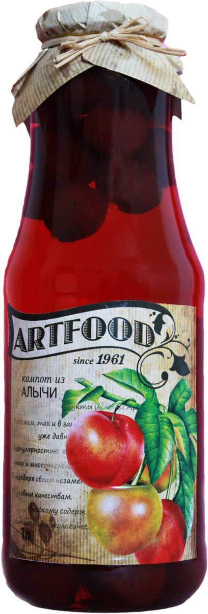 Artfood компот из алычи, 1 л13001110200007 Artfood компот из алычи, 1 л13001110200007Компот обладает множеством полезных свойств в сравнении с другими жидкостями. В отличие от воды в нём содержатся витамины. От соков компот отличается тем, что не содержит такого обильного количества кислот, которые могут негативно повлиять на желудок