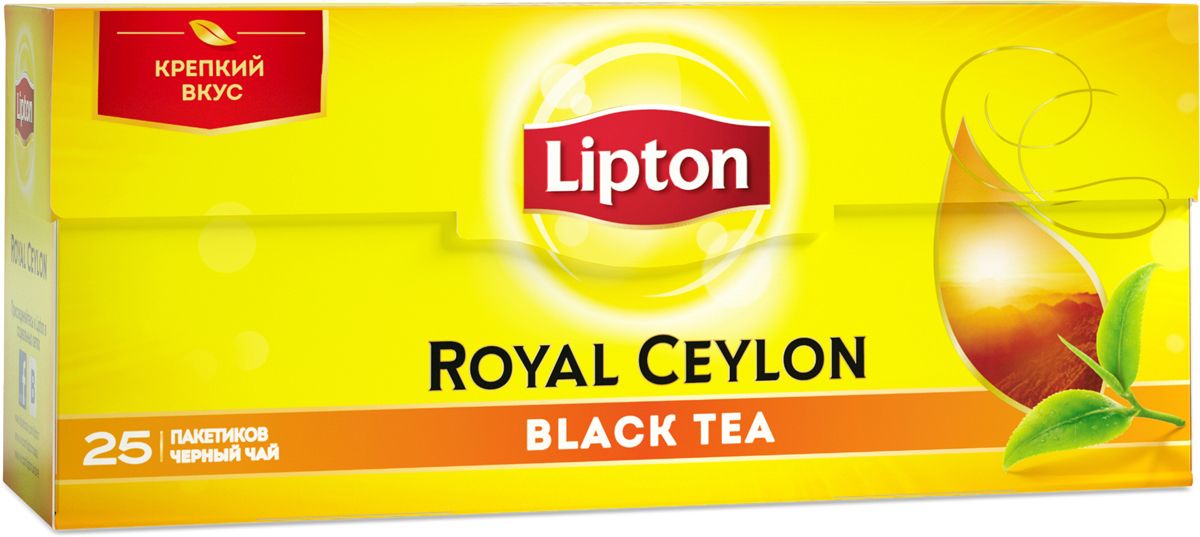 Lipton Черный чай Royal Ceylon 25 шт21071821 Lipton Черный чай Royal Ceylon 25 шт21071821Lipton Royal Ceylon - черный байховый чай с соком чайных листьев. Поклонникам цейлонского чая придется по душе умеренно крепкий черный чай с богатым, ярким, насыщенным вкусом и ароматом. Чай Royal Ceylon станет идеальным завершением обеденного перерыва или ланча, подарив вам импульс к грандиозным свершениям. Это высококачественный цейлонский чай, который станет вашим компаньоном в каждом важном деле, требующем ясности мысли, бодрости духа и тела.