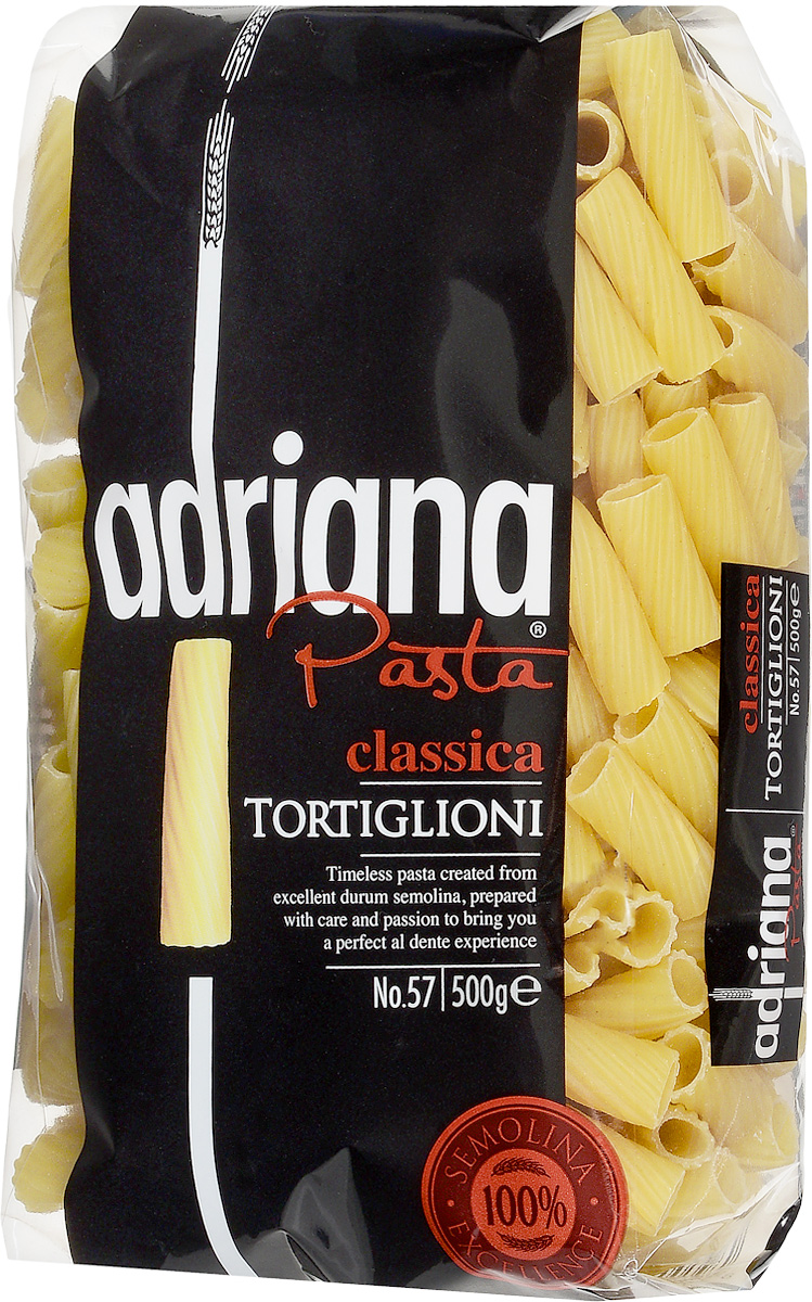 Adriana Tortiglioni паста, 500 г15027 Adriana Tortiglioni паста, 500 г15027Adriana - высококачественная паста из 100% семолины. Только 100% семолина или качественная мука из специальных твердых сортов пшеницы гарантирует, что паста, даже после превышения рекомендуемого времени приготовления, не разварится и не слипнется после охлаждения. Этот вид макаронных изделий превосходно совмещается с плотными и насыщенными соусами из мяса или сыров с добавлением грибов. В свою очередь, он отлично подойдет для разнообразных запеканок.