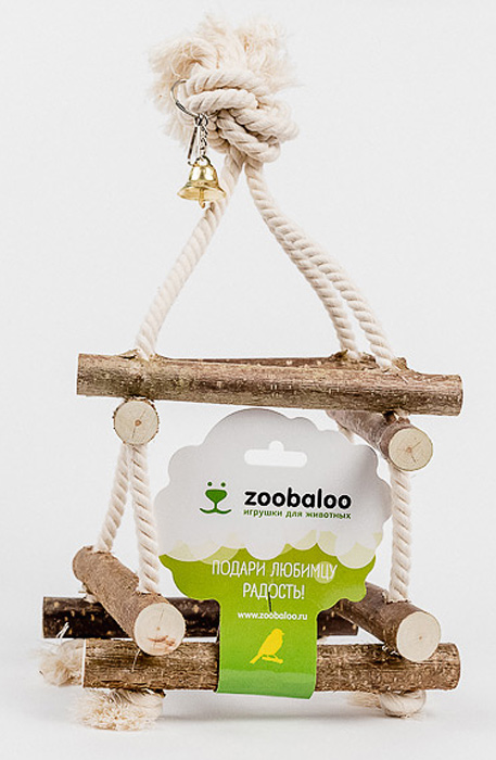 Игрушка для птиц Zoobaloo Качели. 548548 Игрушка для птиц Zoobaloo Качели. 548548Игрушка Zoobaloo Качели - это отличный аксессуар для клетки ваших пернатых друзей. Качели выполнены в виде деревянных жердочек из орешника, оборудованы маленьким колокольчиком и металлическим карабином для подвешивания к клетке. Чтобы обезопасить лапки пернатых любимцев, брусочки соединены хлопковой веревкой.