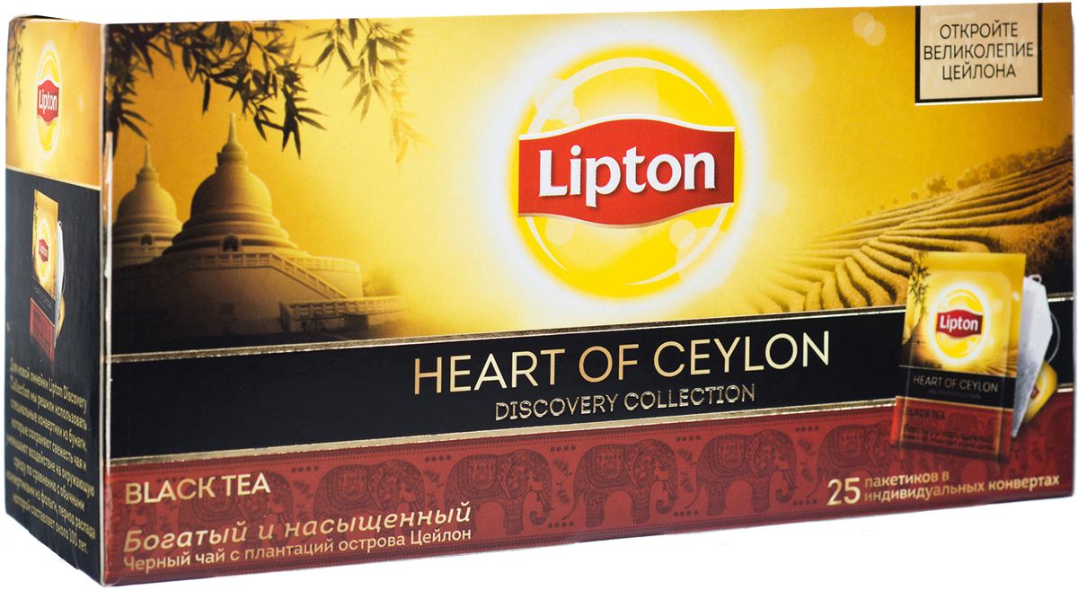 Lipton Черный чай Heart of ceylon 25 шт21187773 Lipton Черный чай Heart of ceylon 25 шт21187773Классический черный чай Lipton Heart of Ceylon с острова Цейлон с нотками сухофруктов и красно-янтарным оттенком настоя откроет великолепие жемчужины Индийского океана.