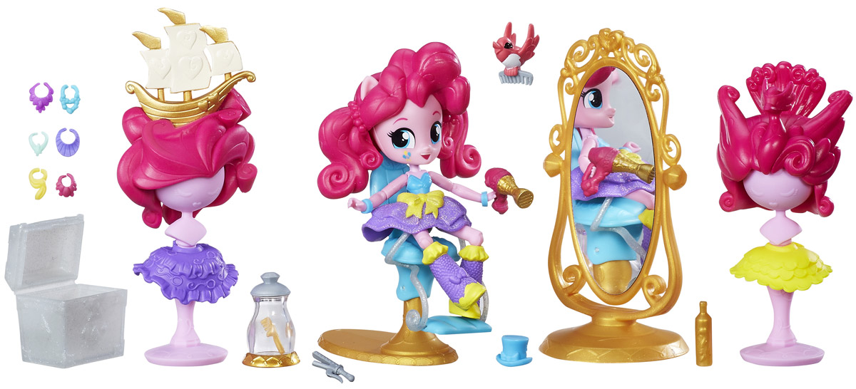 My Little Pony Набор фигурок Пинки Пай в салоне красотыB7735EU4_B8824 My Little Pony Набор фигурок Пинки Пай в салоне красотыB7735EU4_B8824Набор фигурок My Little Pony Пинки Пай в салоне красоты поможет создать вашей малышке сюжет из любимого мультфильма. Пинки Пай одета в пышную фиолетовую юбочку с блестками и оригинальные сапожки в тон юбке. Розовые волосы пони собраны в два хвостика. Пинки Пай сидит в косметическом кресле напротив большого овального зеркала. Над пони летает ее питомец, маленькая розовая птичка и помогает наводить красоту. В наборе: манекены с необычными париками, яркие юбочки, сундук с ожерельями, аксессуары. Благодаря нескольким точкам артикуляции фигурка способна принимать реалистичные и забавные позы. Ваша дочурка будет в восторге от такого замечательного подарка!