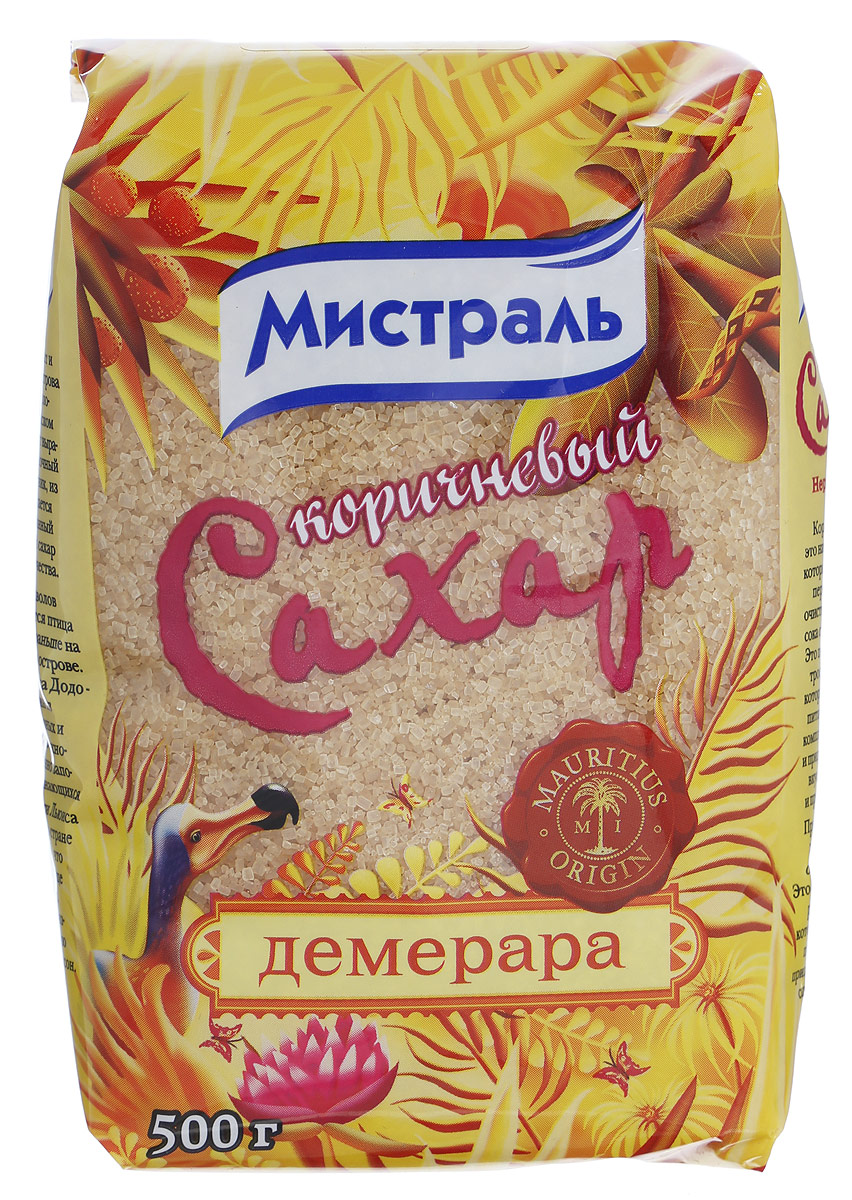 Мистраль Сахар коричневый Демерара, 500 г58006 Мистраль Сахар коричневый Демерара, 500 г58006Коричневый сахар Мистраль Демерара обладает особым насыщенным ароматом, идеально подчеркивающим вкусовую гамму кофе. Красивые золотые кристаллы также украсят десерты и коктейли. Коричневый сахар - это натуральный продукт, который получается после первичного отжима, очистки и кристаллизации сока сахарного тростника. Это позволяет сохранить тростниковую патоку, которая содержит ценные питательные вещества, комплекс микроэлементов и придает сахару отличный вкус, золотистый цвет и превосходный аромат.