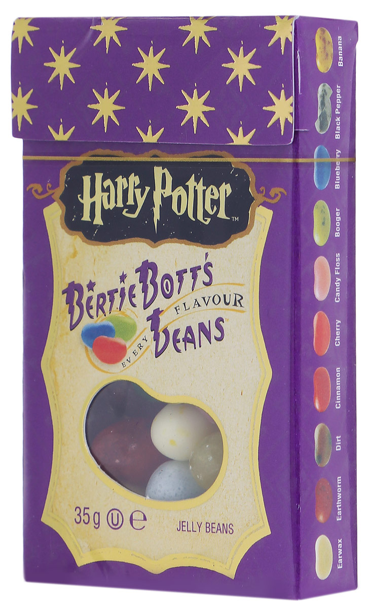 Jelly Belly Bertie Botts драже жевательное ассорти, 35 г71567998338 Jelly Belly Bertie Botts драже жевательное ассорти, 35 г71567998338Жевательное драже Jelly Belly Bertie Botts - это самые невероятные вкусы, собранные по всей волшебной вселенной Гарри Поттера. Ощутите себя ближе к любимым героям, почувствуйте атмосферу чародейства и волшебства вместе с Bertie Botts! Забавные желейные драже скрывают под цветной оболочкой следующие вкусы: банан, спелая вишня, свежескошенная трава, черный перец, вкус корицы, мыло, сосиска, зеленое яблоко, черника, грязь, лимон, мультифрут, сопли, земляные червяки, рвота, зефир, арбуз, ушная сера, сахарная вата, протухшее яйцо - невероятные вкусы конфет Гарри Поттера способны удивительным образом оживить любую компанию друзей или родных, подняв настроение и превратив обычный вечер в невероятно яркое, надолго запоминающееся веселое событие! Уважаемые клиенты! Обращаем ваше внимание, что полный перечень состава продукта представлен на дополнительном изображении.