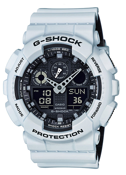 Часы наручные мужские Casio G-Shock, цвет: белый, черный. GA-100L-7AGA-100L-7A Часы наручные мужские Casio G-Shock, цвет: белый, черный. GA-100L-7AGA-100L-7AКомбинированные стрелочные + электронные