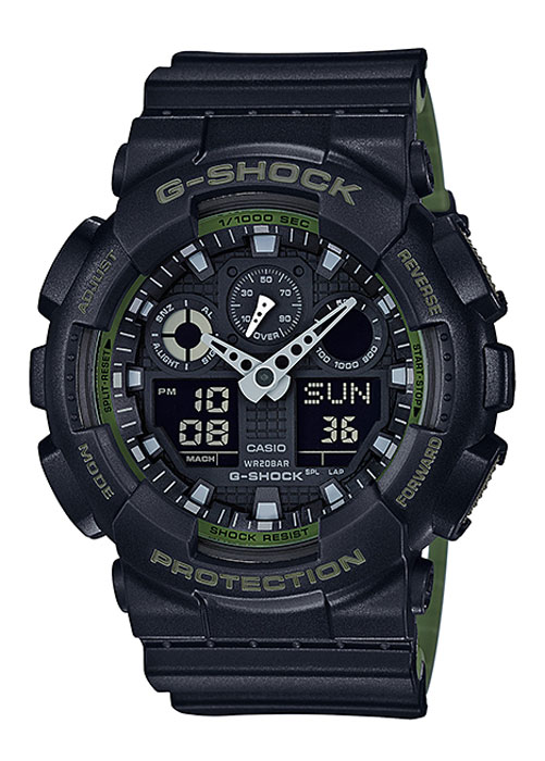 Часы наручные мужские Casio G-Shock, цвет: черный, хаки. GA-100L-1AGA-100L-1A Часы наручные мужские Casio G-Shock, цвет: черный, хаки. GA-100L-1AGA-100L-1AКомбинированные стрелочные + электронные