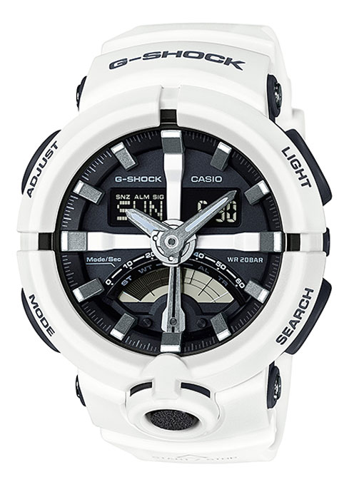 Часы наручные мужские Casio G-Shock, цвет: белый. GA-500-7AGA-500-7A Часы наручные мужские Casio G-Shock, цвет: белый. GA-500-7AGA-500-7AКомбинированные стрелочные + электронные