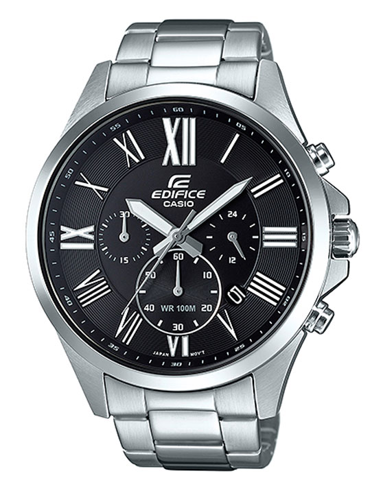 Часы наручные мужские Casio Edifice, цвет: черный, стальной. EFV-500D-1AEFV-500D-1A Часы наручные мужские Casio Edifice, цвет: черный, стальной. EFV-500D-1AEFV-500D-1AТочность хода не хуже от -10 до +20 сек. в месяц. Стрелочный указатель времени суток с 24-х часовой шкалой. Минеральное стекло устойчивое к возникновению царапин. Корпус из высококачественного стального сплава 316L с высокими антикоррозийными свойствами. Задняя крышка с винтовым фиксатором. Водозащита до 10 АТМ.
