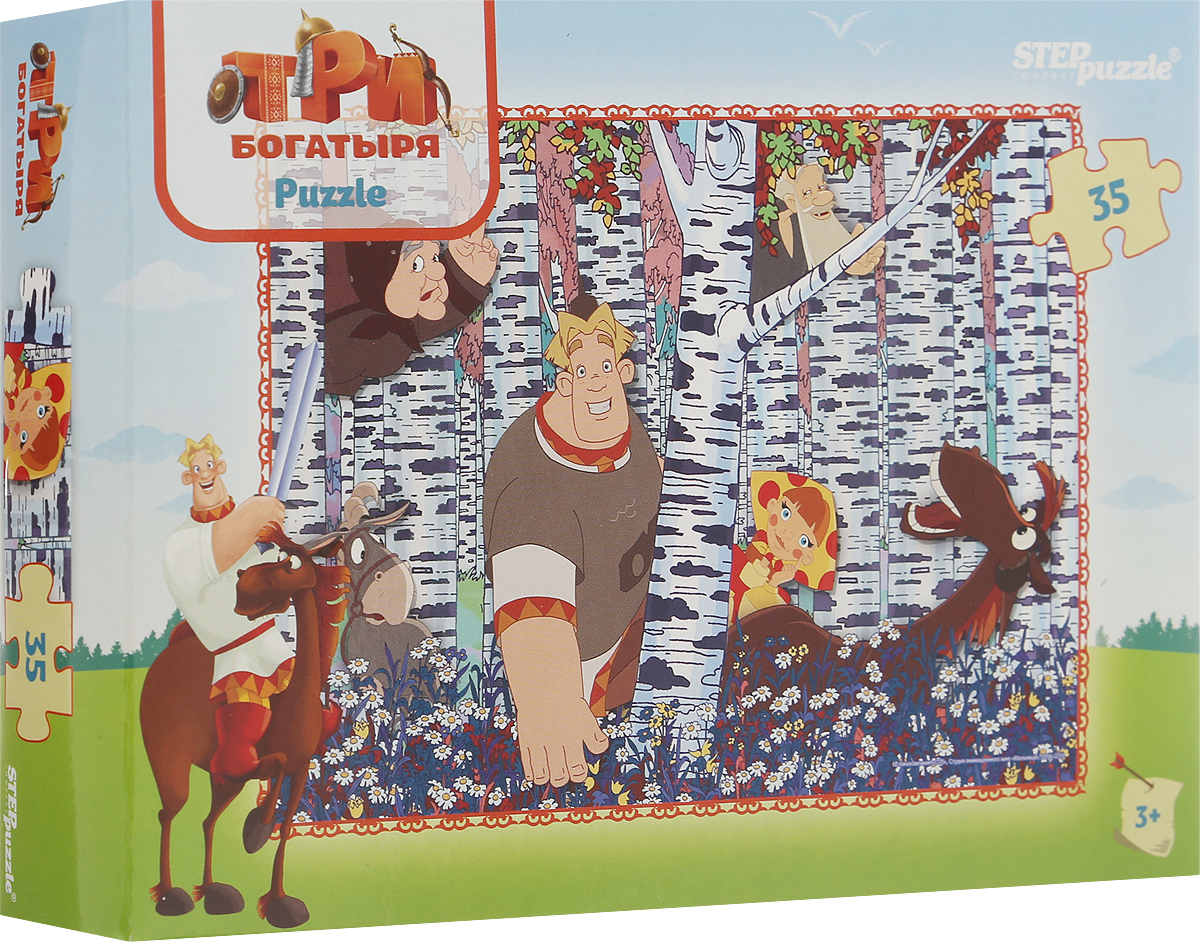 Step Puzzle Пазл для малышей Три богатыря 9114991149 Step Puzzle Пазл для малышей Три богатыря 9114991149Пазл Step Puzzle Три богатыря создан по мотивам мультфильма Три богатыря (Мельница). История рассказывает о приключениях трех самых известных богатырей - Алеши Поповича, Добрыни Никитича и Ильи Муромца. Собрав этот пазл, включающий в себя 35 элементов, вы получите картинку с изображением этих знаменитых богатырей. Сегодня собирание пазлов стало особенно популярным, главным образом, благодаря своей многообразной тематике, способной удовлетворить самый взыскательный вкус. Для детей это не только интересно, но и полезно. Собирание пазла развивает мелкую моторику ребенка, тренирует наблюдательность, логическое мышление, знакомит с окружающим миром, цветами и формами.
