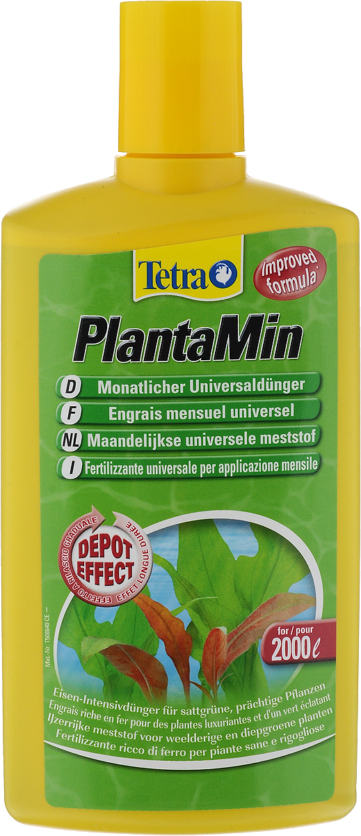 Жидкое удобрение Tetra PlantaMin, с железом и микроэлементами, 500 мл751712 Жидкое удобрение Tetra PlantaMin, с железом и микроэлементами, 500 мл751712Tetra PlantaMin - это жидкое удобрение высокого качества, содержащее железо, необходимое для обильного роста растений, а также другие питательные микроэлементы, необходимые для роста, такие как калий и марганец. Препарат равномерно распределяется в воде и проникает в растения через листья, укрепляет растения питательными веществами на протяжении долгого времени. Способствует образованию хлорофилла, ответственного за насыщенный цвет растений. Предотвращает рост водорослей. Не содержит нитратов, фосфатов и не вызывает загрязнения воды. Способ применения: 5 мл на 10 литров. Применять при запуске аквариума и при каждой подмене воды. Кондиционер идеален для применения вместе с раствором Tetra Vital. Товар сертифицирован.