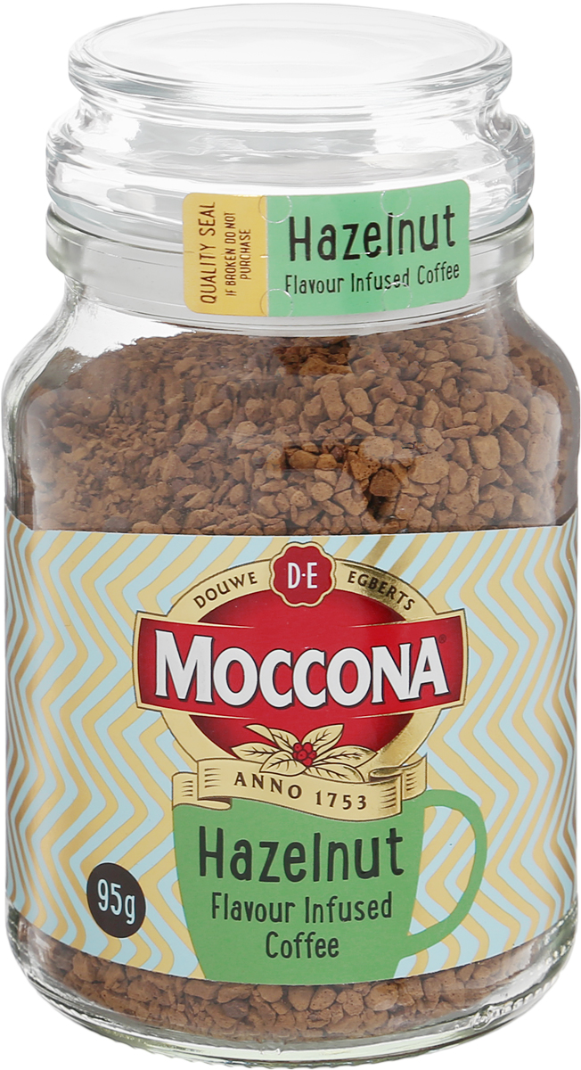 Moccona Hazelnut кофе растворимый с ароматом лесного ореха, 95 г (стеклянная банка)8711000309117 Moccona Hazelnut кофе растворимый с ароматом лесного ореха, 95 г (стеклянная банка)8711000309117Moccona Hazelnut - это кофе натуральный растворимый сублимированный с ароматом лесного ореха. Его терпкий вкус поможет вам взбодриться, где бы вы не были. Густой ореховый аромат и мягкое послевкусие не дадут вам оторваться от кофе Moccona Hazelnut.