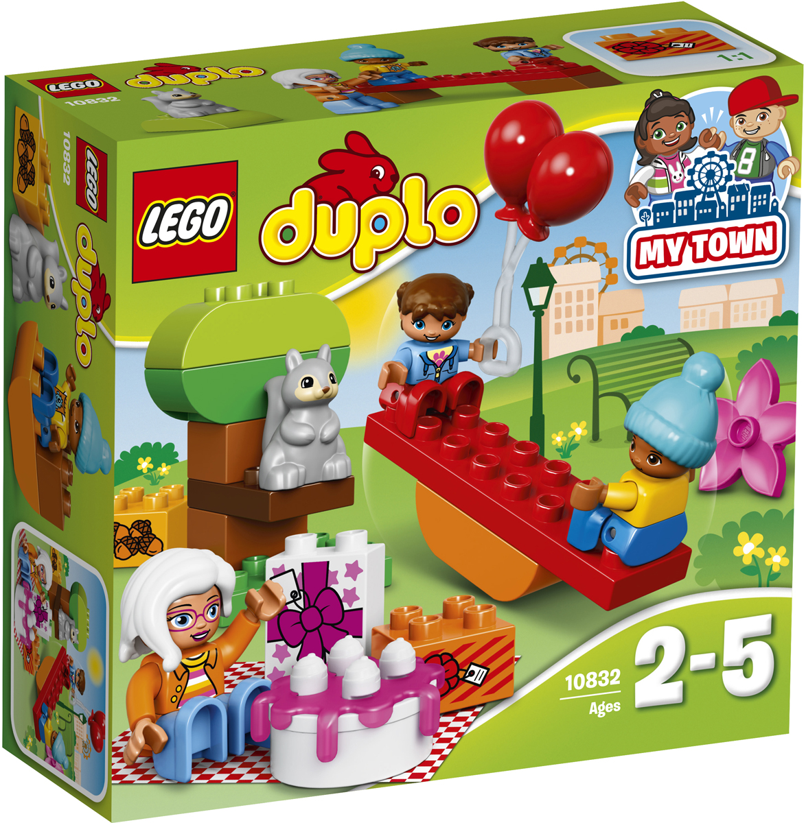 LEGO DUPLO Конструктор День рождения 1083210832 LEGO DUPLO Конструктор День рождения 1083210832Разыгрывайте реальные сценарии из жизни с помощью LEGO DUPLO: создавайте узнаваемый мир с новыми фигурками DUPLO. Маленьким детям понравится играть с шариками и устраивать в парке пикник по случаю дня рождения вместе с бабушкой. Покачайтесь на качелях, соберите дерево и расстелите под ним одеяло. Вот идеальное место для пикника! В набор входят три мини-фигурки DUPLO и фигурка белки. Набор включает в себя 19 разноцветных пластиковых элементов. Конструктор - это один из самых увлекательных и веселых способов времяпрепровождения. Ребенок сможет часами играть с конструктором, придумывая различные ситуации и истории.