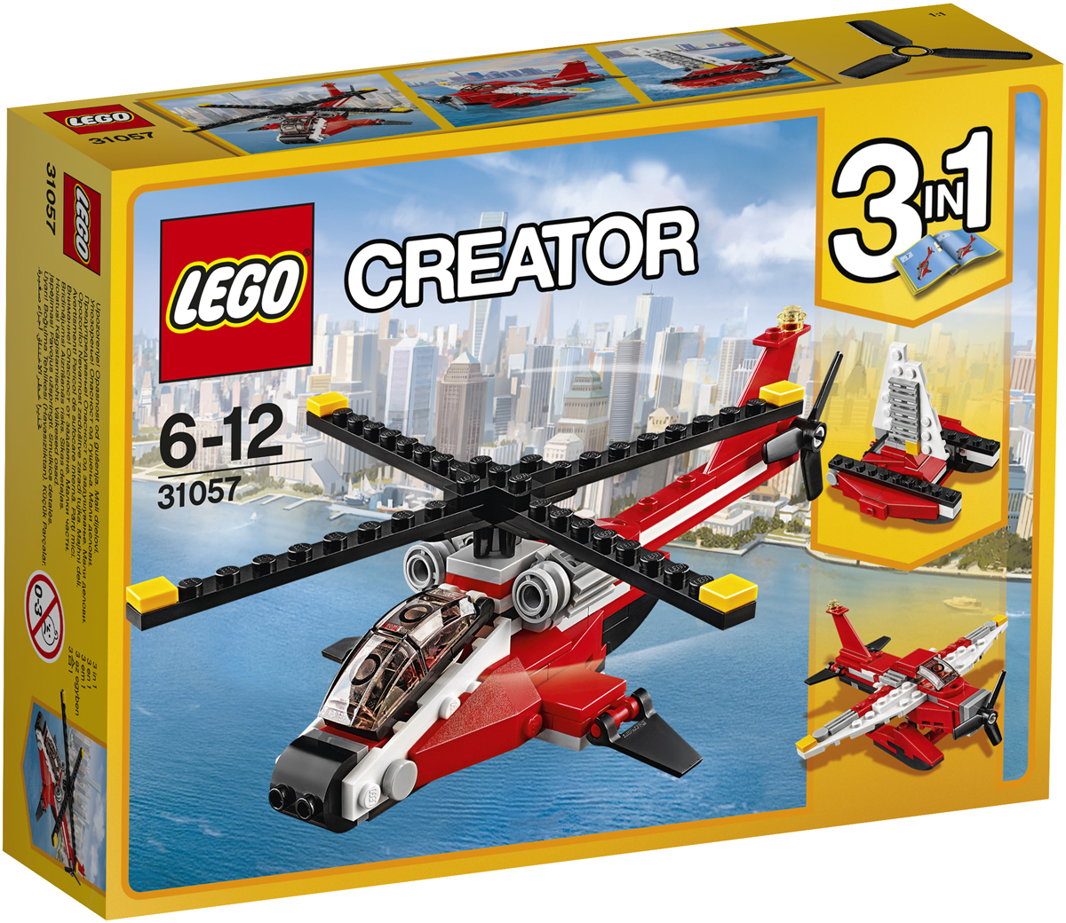 LEGO Creator Конструктор Красный вертолет 3105731057 LEGO Creator Конструктор Красный вертолет 3105731057Выполняй самые смелые миссии на этом удивительном Красном вертолёте высокотехнологичной изящной конструкции с тонированной кабиной, большими двигателями, задними посадочными прожекторами в суперкрутой красно-чёрной цветовой гамме. Взмывай в небеса с помощью массивного основного и хвостового винтов! Перестрой его в классический Гидросамолёт или скоростной Катамаран.