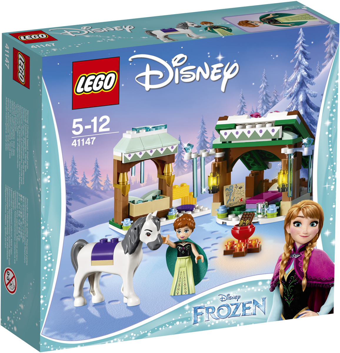 LEGO Disney Princesses Конструктор Зимние приключения Анны 4114741147 LEGO Disney Princesses Конструктор Зимние приключения Анны 4114741147Анна и её конь останавливаются на отдых по дороге на Северную гору. Отведи коня в стойло и покорми, а потом усади Анну к огню и приготовь горячий шоколад, чтобы помочь ей согреться. Перед тем как отправиться спать в уютный домик, вместе с Анной изучи карту. Хорошо выспавшись, Анна продолжит путь, чтобы навестить свою сестру.