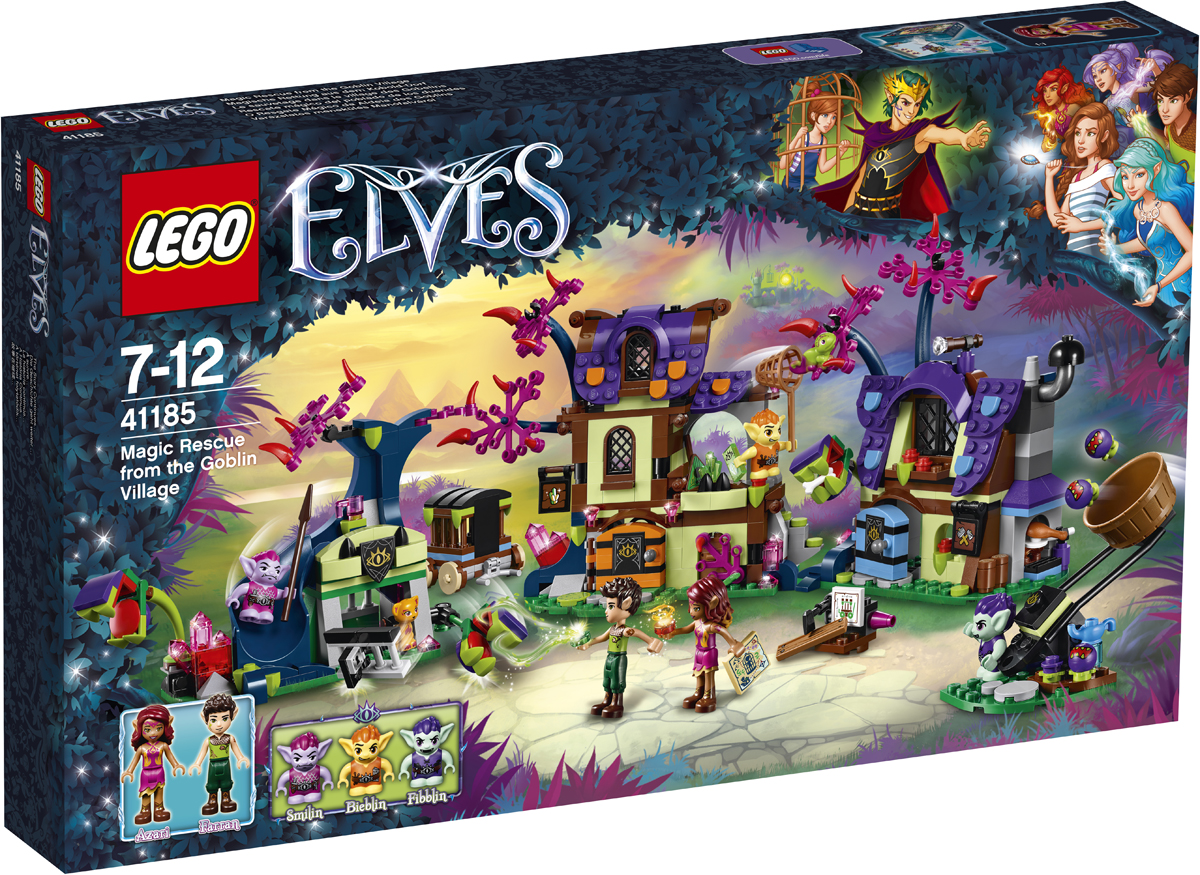 LEGO Elves Конструктор Побег из деревни гоблинов 4118541185 LEGO Elves Конструктор Побег из деревни гоблинов 4118541185Вместе с Азари по прозвищу Танец огня и Фарраном по прозвищу Тень листвы, которые ищут Софи Джонс, спаси попавших в плен животных! Побывай в мастерских, где гранят кристаллы и плетут клетки, и посмотри, как бестолковый Фибблин пытается поймать хамелеона Хайди. Помоги эльфам отразить ядовитые семена, которыми Байблин стреляет из своей катапульты, и убежать от охранника Смайлина и плотоядных растений. А потом освободи пантеру Пантару и продолжай поиски Софи!