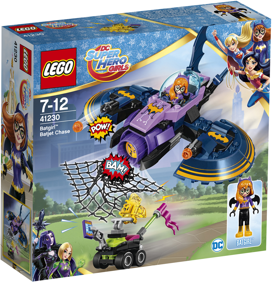 LEGO DC Super Hero Girls Конструктор Бэтгерл погоня на реактивном самолете 4123041230 LEGO DC Super Hero Girls Конструктор Бэтгерл погоня на реактивном самолете 4123041230Тревога! Трусливый жёлтый Криптомит украл планшет Бэтгёрл и умчался прочь на своем багги! Криптомит легко спугнуть, поэтому не теряй его из виду. Отправляйся в погоню на реактивном самолете Бэтгёрл. Стреляй из шипомётов и используй сеть, чтобы поймать маленького пронырливого трусишку. Мы никому не позволим воровать вещи Бэтгёрл!
