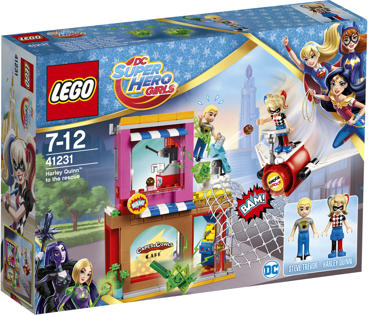 LEGO DC Super Hero Girls Конструктор Харли Квинн спешит на помощь 4123141231 LEGO DC Super Hero Girls Конструктор Харли Квинн спешит на помощь 4123141231Помогите! Вредные зелёные Криптомиты ворвались в кафе, заперли Стива Тревора на крыше и пытаются взломать сейф! Скорее мчись на помощь на реактивном самолёте Харли Квинн! Уклоняйся от пирожных, которыми швыряются Криптомиты, и поскорее набрось на них сеть, чтобы они не сбежали. Победу можешь отпраздновать, съев аппетитную пиццу, и не забудь проверить, на месте ли секретный комикс!