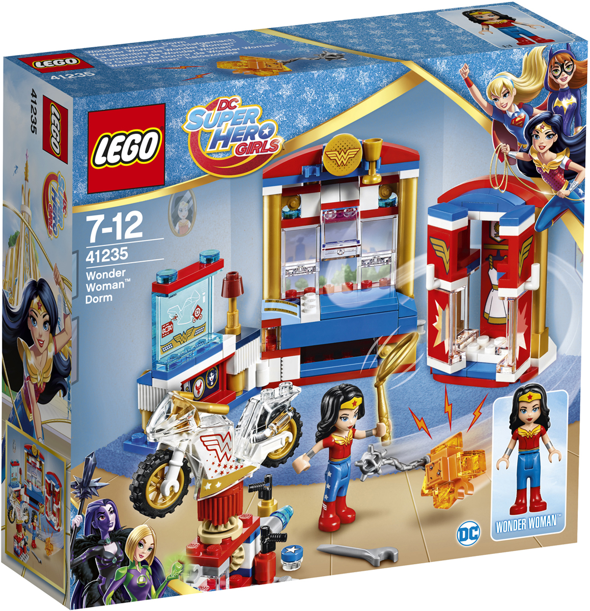 LEGO DC Super Hero Girls Конструктор Дом Чудо-женщины 4123541235 LEGO DC Super Hero Girls Конструктор Дом Чудо-женщины 4123541235После уроков помоги Чудо-женщине починить её невидимый мотоцикл. Будь осторожна! Противный маленький Криптомит забрался в шкаф и хочет стянуть золотое лассо Чудо-женщины. Быстрее, закрой дверцы шкафа! Попался! Держись от вещей Чудо-женщины подальше!