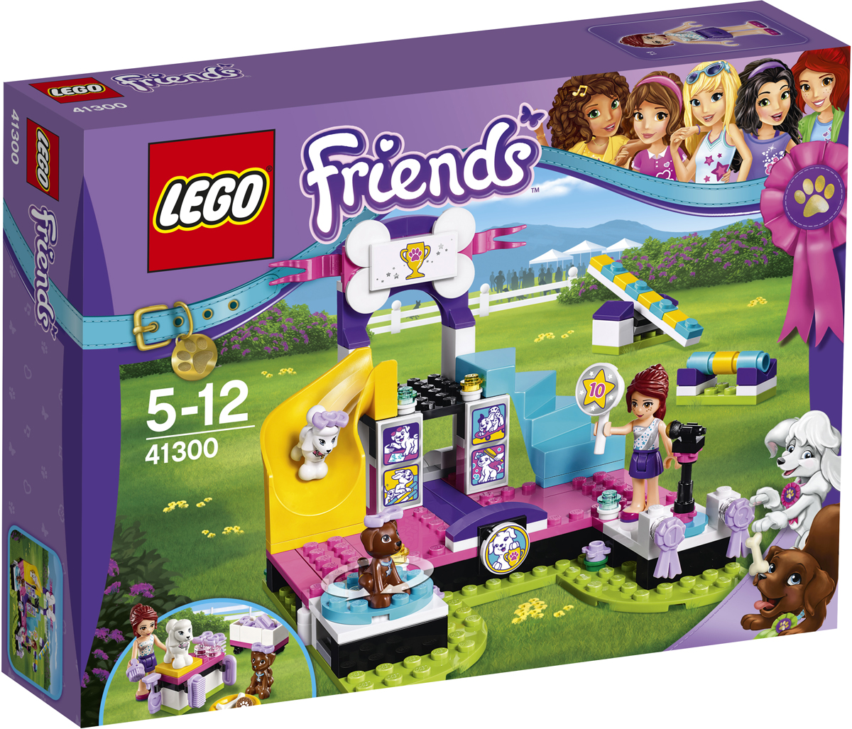LEGO Friends Конструктор Выставка щенков Чемпионат 4130041300 LEGO Friends Конструктор Выставка щенков Чемпионат 4130041300Выйди на сцену и произведи фурор, демонстрируя, что умеют твои щенки. Причёсывай их, пока щенки не будут выглядеть самым лучшим образом, и вперёд! Посади Скаута на вращающийся стул, чтобы все увидели его блестящую шёрстку, и осторожно проведи Тину вверх-вниз по качелям, а потом помоги ей преодолеть препятствие. Поднимись по лесенке и выбери победителя вместе с Мией. Чтобы объявить победителя в микрофон, снова спустись в зал. Эти щенки за своё выступление заслужили по сахарной косточке.