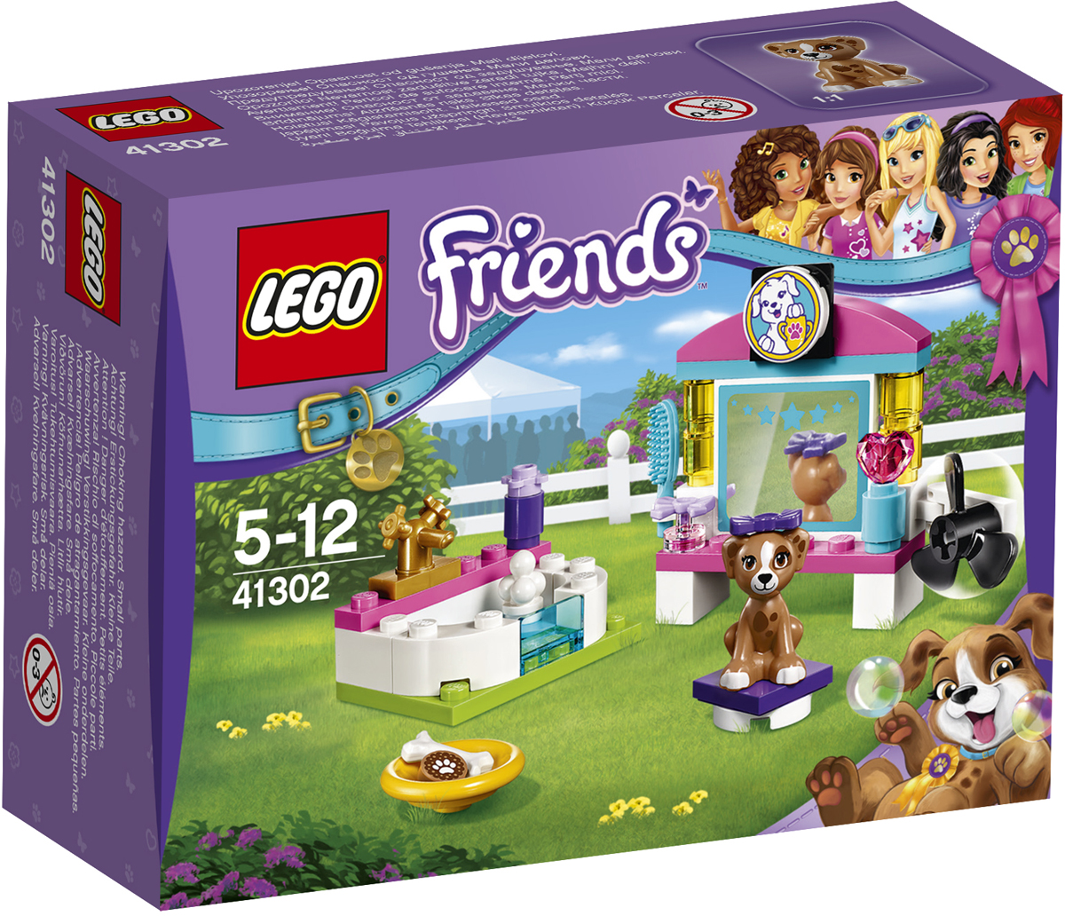 LEGO Friends Конструктор Выставка щенков Салон красоты 4130241302 LEGO Friends Конструктор Выставка щенков Салон красоты 4130241302Заставь Лару прыгнуть в ванну и хорошенько вымой её шампунем для собак. Потом усади её на специальный табурет перед зеркалом, причёсывай и суши шёрстку феном. Сначала выполните все процедуры и только потом дай собаке косточку на удачу!