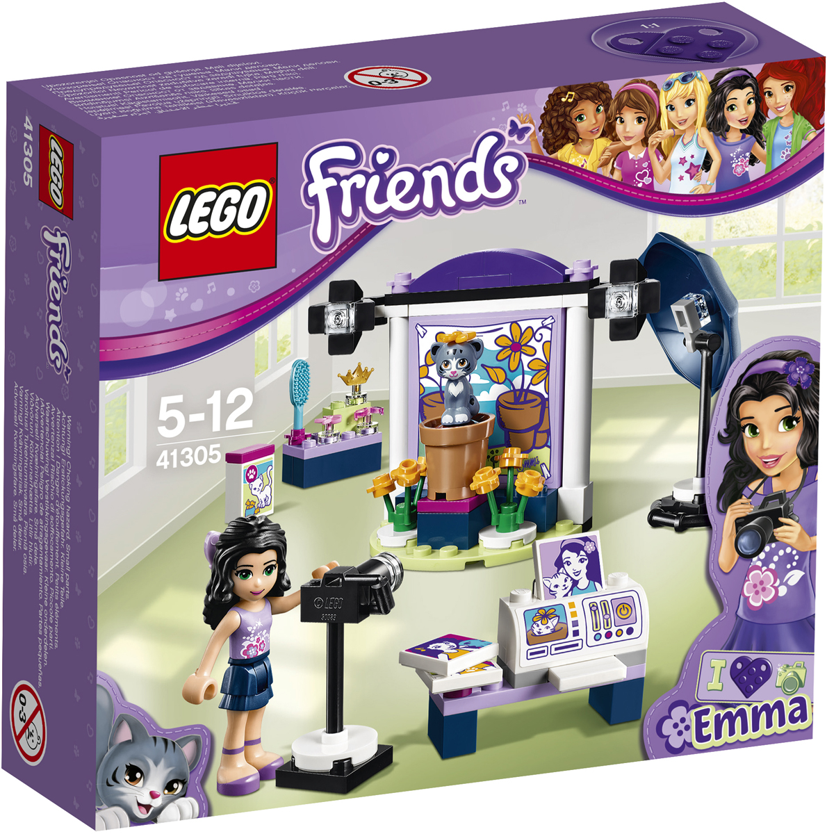 LEGO Friends Конструктор Фотостудия Эммы 4130541305 LEGO Friends Конструктор Фотостудия Эммы 4130541305Эмма в своей студии собирается сделать несколько фотографий весёлого котёнка Чико, который играет среди декораций. Прежде чем снимать этого непоседу, причеши его шёрстку и добавь аксессуары. А после распечатай фото на компьютере. Как тебе эти фотографии?