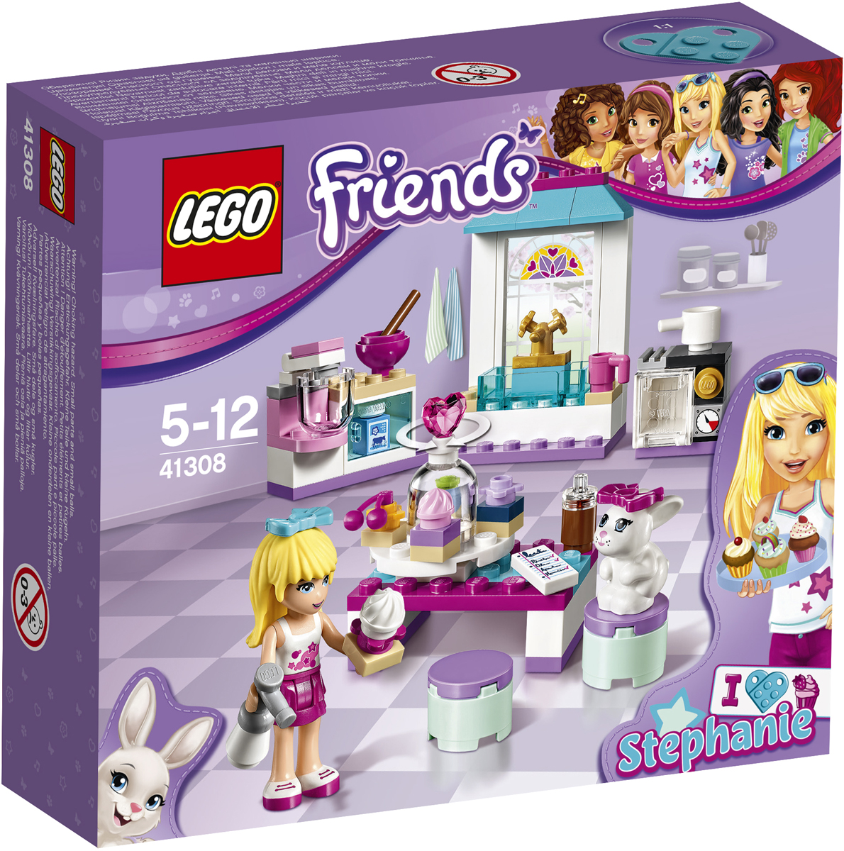 LEGO Friends Конструктор Кондитерская Стефани 4130841308 LEGO Friends Конструктор Кондитерская Стефани 4130841308Займись выпечкой со Стефани. Кексы — её фирменное блюдо, она со своим милым кроликом Дейзи как раз делает партию кексов для друзей. Проверь все ингредиенты по списку и начинай работать миксером. Когда пирожные будут готовы, вынь их из духовки и выбери особую глазурь для украшения. Дейзи хочет поскорее попробовать, что же у вас получилось!
