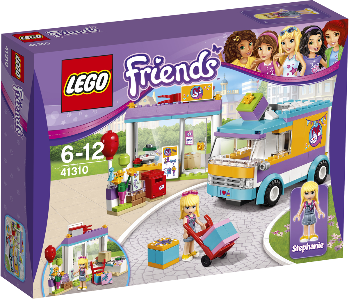 LEGO Friends Конструктор Служба доставки подарков 4131041310 LEGO Friends Конструктор Служба доставки подарков 4131041310Стефани обожает доставлять подарки, но ей нужна твоя помощь! Помоги ей проверить план доставки и выбрать правильный подарок для отправки: воздушный шар, цветы или специальное приглашение на вечеринку? Положи подарок в коробку и погрузи его в фургон, а потом вместе со Стефани поезжай доставлять подарки. Все в Хартлейк Сити рады видеть этот красочный фургон!
