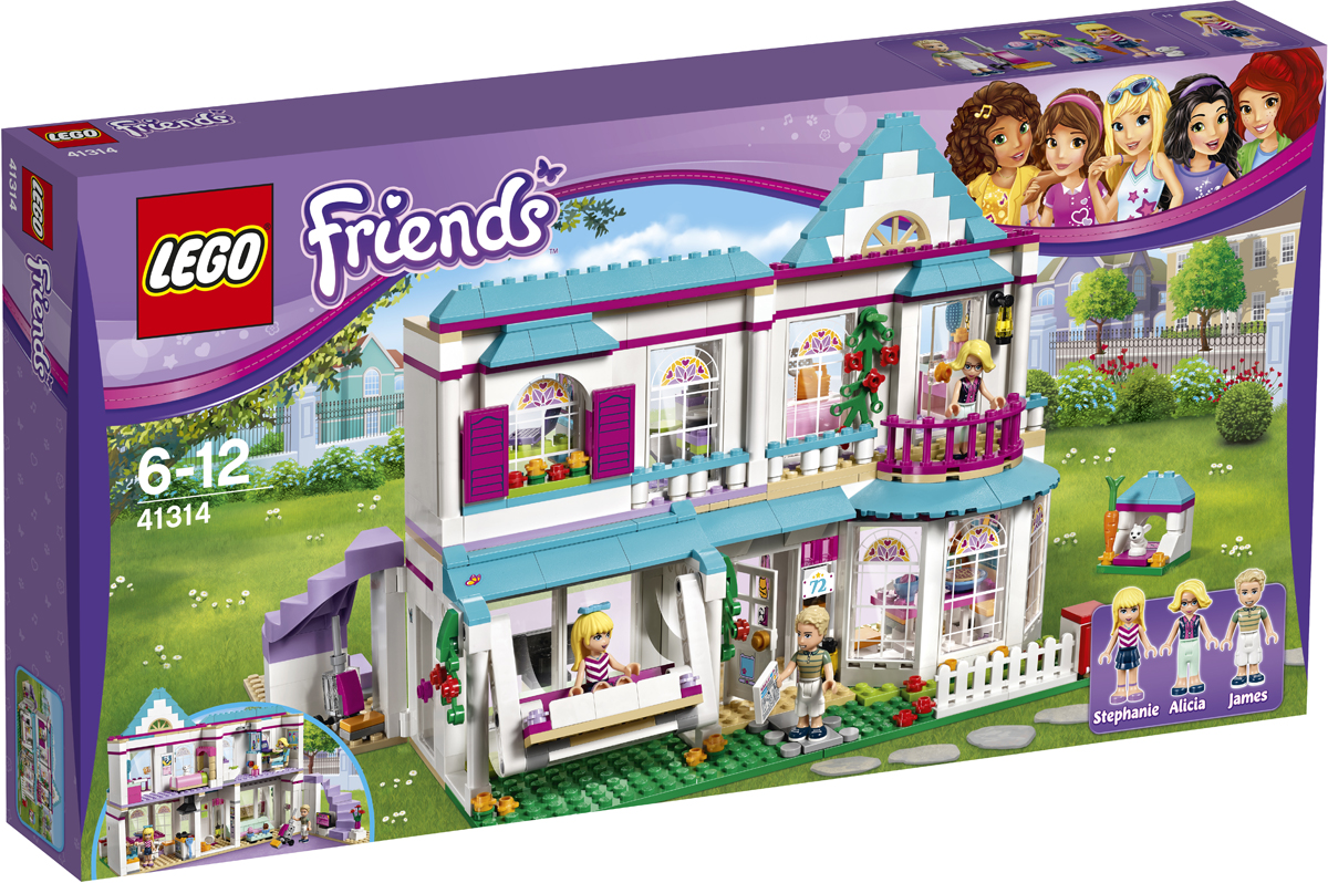 LEGO Friends Конструктор Дом Стефани 4131441314 LEGO Friends Конструктор Дом Стефани 4131441314Хобби Стефани — выпечка, поэтому она много времени проводит на кухне. Ты можешь помочь ей приготовить кексы, который вы вместе с подружками сможете с удовольствием съесть позже. Помоги её папе, Джеймсу, пропылесосить зону отдыха, а потом покормить крольчонка Чили на улице. Отправляйся наверх по широкой лестнице, чтобы поздороваться с мамой Стефани — Алисией, которая работает в офисе, а потом загляни в спальню, чтобы переодеться к празднику. Стефани ждёт своих друзей, которые собираются к ней в гости, на качелях на веранде.