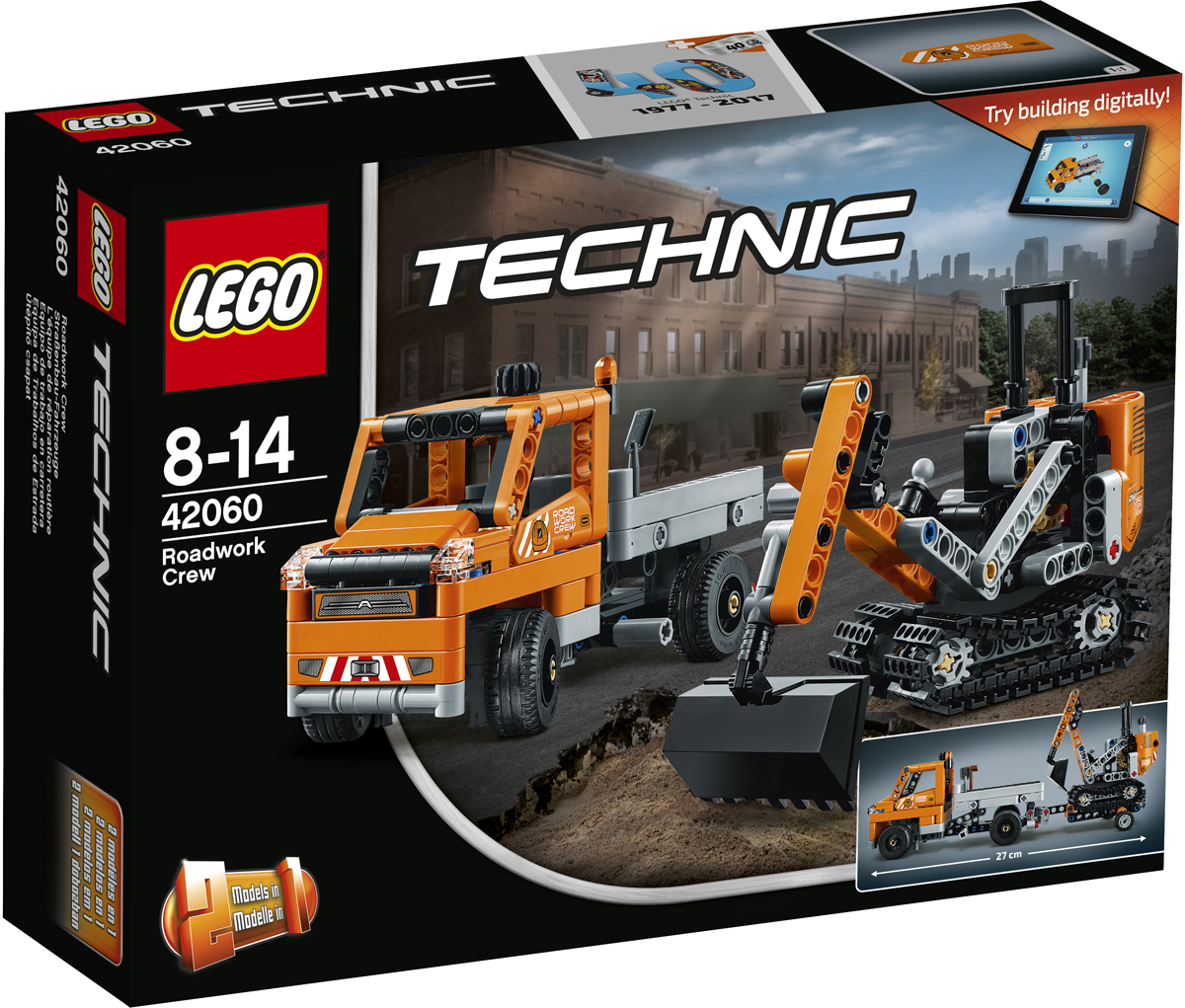 LEGO Technic Конструктор Дорожная техника 4206042060 LEGO Technic Конструктор Дорожная техника 4206042060С лёгкостью делай тяжёлую работу, используя мощную технику бригады для дорожных работ LEGO Technic 2-в-1. Набор включает в себя грузовик с передвижным трейлером, а также солидный гусеничный экскаватор в классической чёрно-серо-оранжевой цветовой гамме. Подведи трактор к нужному месту и, работая поворотной частью, вращающейся на 360°, со стрелой и ковшом, складывай грузы на платформу. Перестрой этот набор и создай мини-машину для разбрасывания песка с плугом. Интерактивное интернет-приложение с цифровыми 3D-инструкциями по сборке LEGO для обеих моделей доступно онлайн!