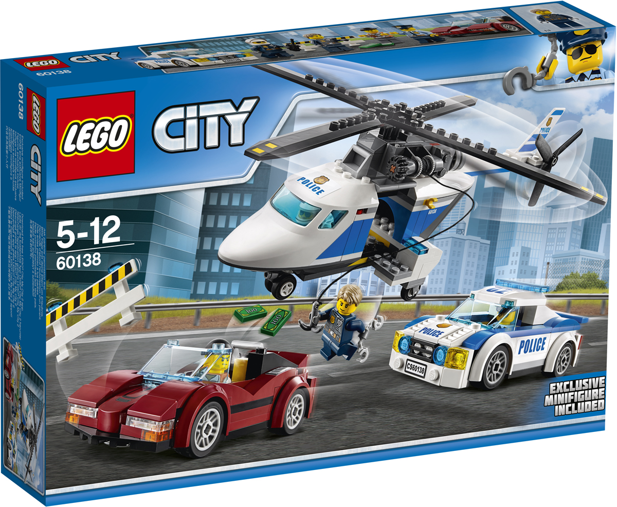 LEGO City Конструктор Стремительная погоня 6013860138 LEGO City Конструктор Стремительная погоня 6013860138Боевая тревога! Воришка украл деньги и золото и бежит из города на украденной спортивной машине. Прыгайте за руль полицейской машины и догоните его! Он уходит слишком быстро. Вызывайте полицейский вертолет. Опустите Чейза Маккейна вниз с помощью лебедки и помогите ему произвести арест. Сегодня такой насыщенный рабочий день в полиции LEGO City! Набор включает в себя 294 разноцветных пластиковых элемента. Конструктор - это один из самых увлекательных и веселых способов времяпрепровождения. Ребенок сможет часами играть с конструктором, придумывая различные ситуации и истории.