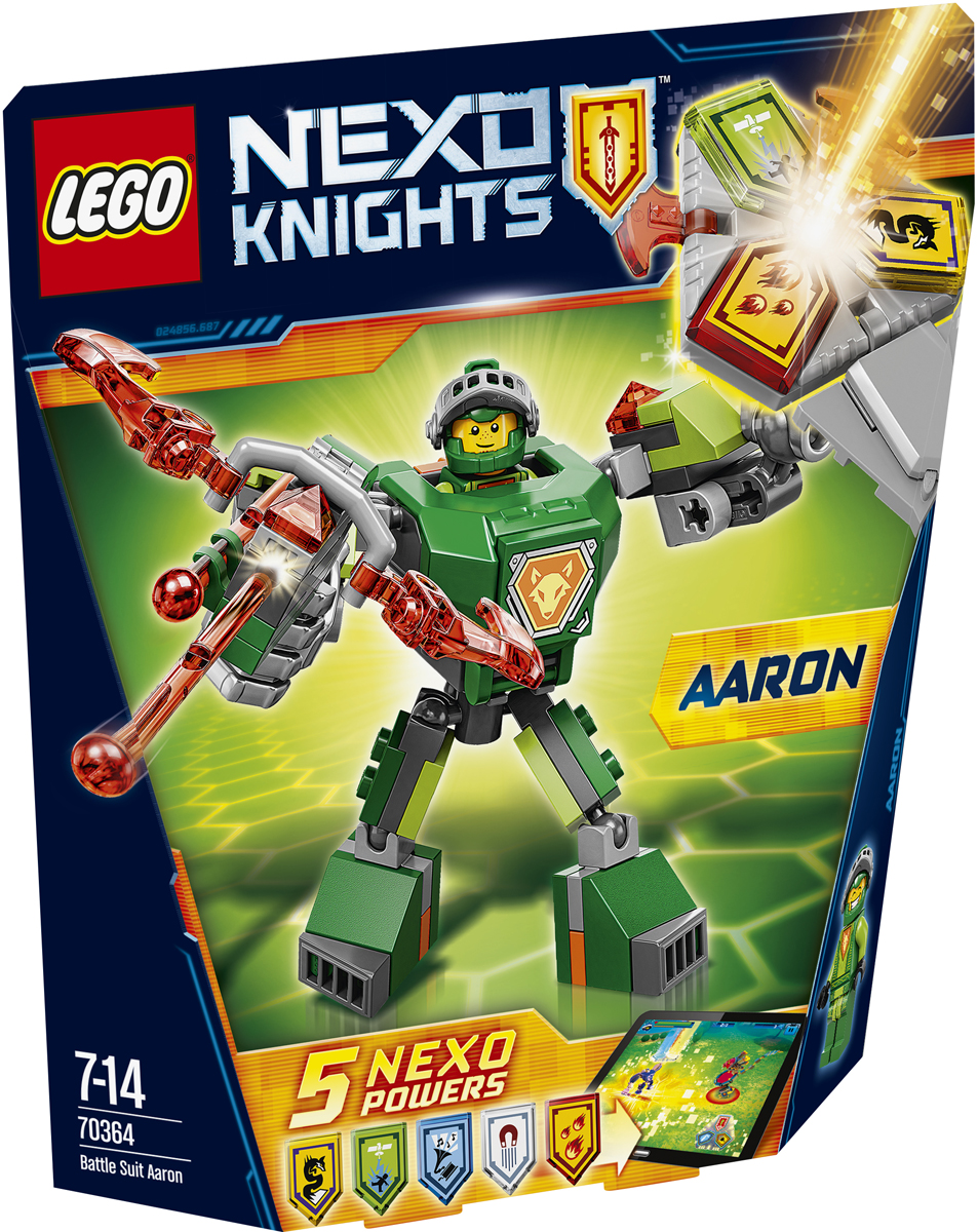 LEGO NEXO KNIGHTS Конструктор Боевые доспехи Аарона 7036470364 LEGO NEXO KNIGHTS Конструктор Боевые доспехи Аарона 7036470364Помогите Аарону стать сильнее, надев на него удивительные боевые доспехи, и устройте взрыв с помощью Сверкающего арбалета! А потом сами придумайте, как вам в одиночку победить Монстрокса и каменных монстров с помощью трех любых NEXO-Сил, которые вы объедините в уникальную комбинацию. Отсканируйте их при помощи бесплатного приложения LEGO NEXO KNIGHTS: MERLOK 2.0. Выберите одну из пяти NEXO-Сил: Удар с небес, Дух лисицы, Держи ритм, Сжигание и Намагничивание. Герои NEXO KNIGHTS могут контролировать собственную комбинацию NEXO-Сил только в полном боевом облачении! Набор включает в себя 80 разноцветных пластиковых элементов. Конструктор станет замечательным сюрпризом вашему ребенку, который будет способствовать развитию мелкой моторики рук, внимательности, усидчивости и мышления. Играя с конструктором, ребенок научится собирать детали по образцу, проводить время с пользой и удовольствием.