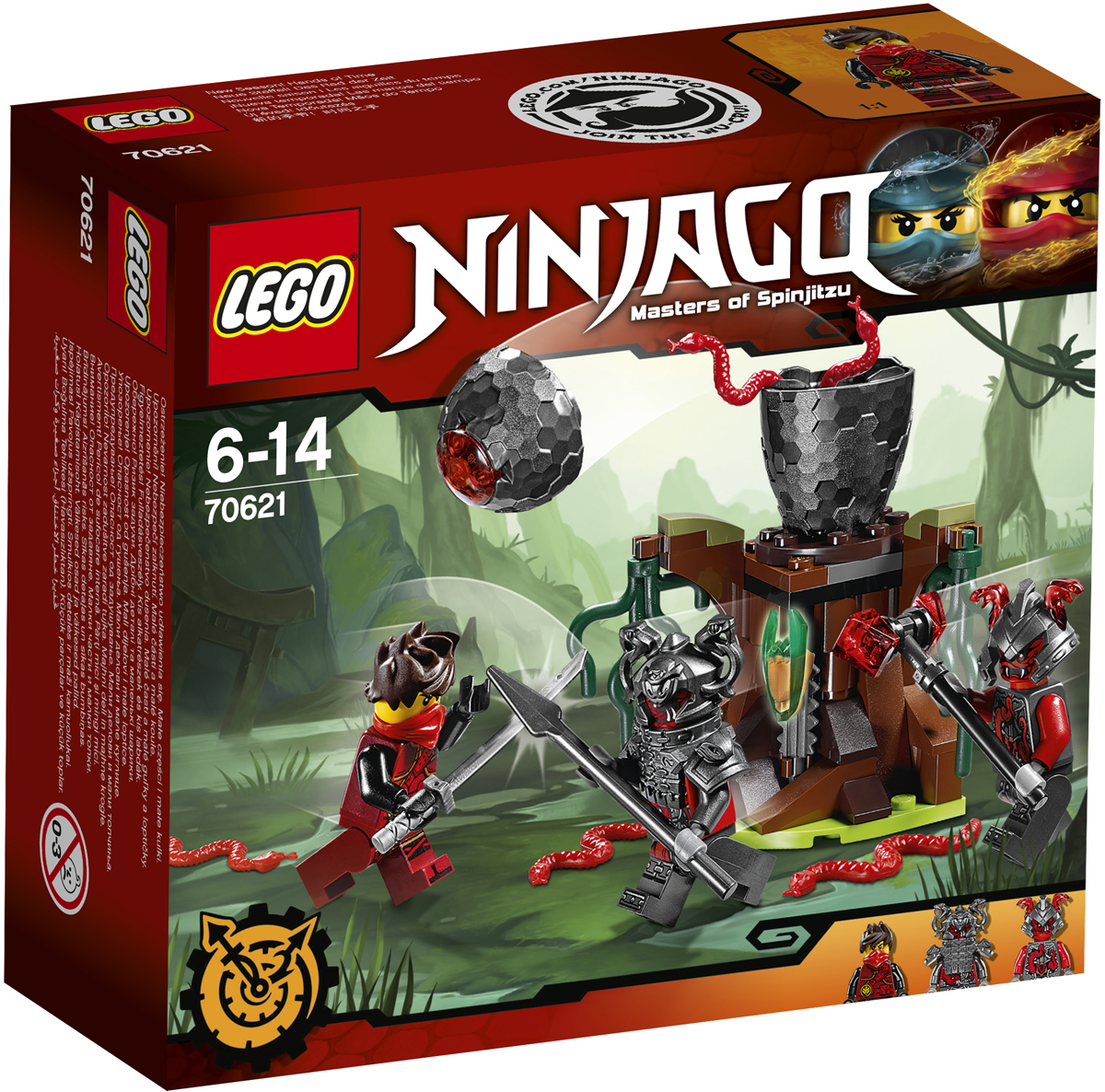 LEGO NINJAGO Конструктор Атака Алой армии 7062170621 LEGO NINJAGO Конструктор Атака Алой армии 7062170621Объедини силы с Кайем и отправляйся на болота. При помощи своих невероятных умений ниндзя одержи победу над Риветтом и Слэкджо, вооружёнными топором и мечом. Осторожно подкрадись к Алому яйцу: оно может взорваться в любую минуту и выпустить на волю ядовитых змей. Хватай Клинок, ускоряющий время, и беги как можно быстрее.